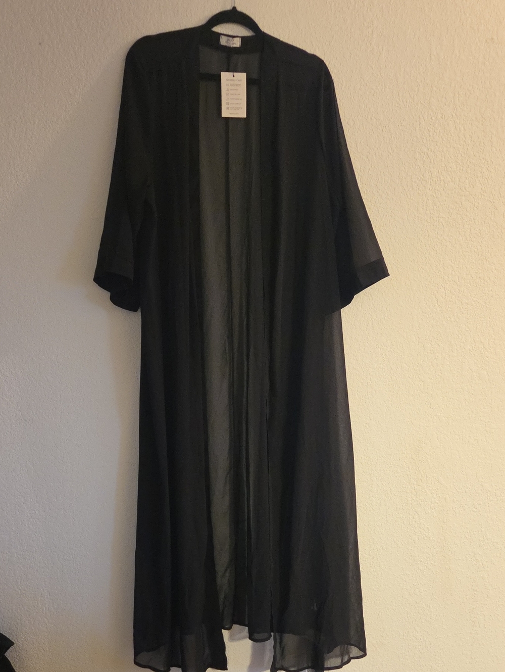 Sheer Black Long Kimono Robe - Women's Intimates